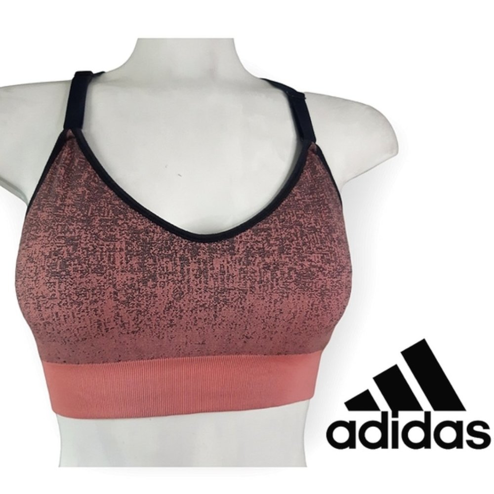 Adidas salmon pink pullover racerback stretch sports bra estimated size small